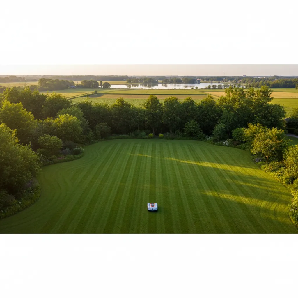 Husqvarna robotmaaier op een perfect bijgehouden gazon in Reeuwijk
