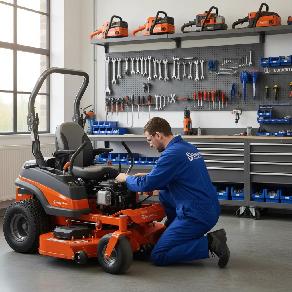 Werkplaats voor reparatie van tuinmachines
